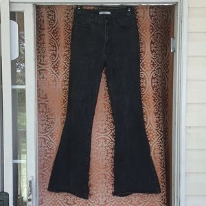 Faded black high rise flare jeans